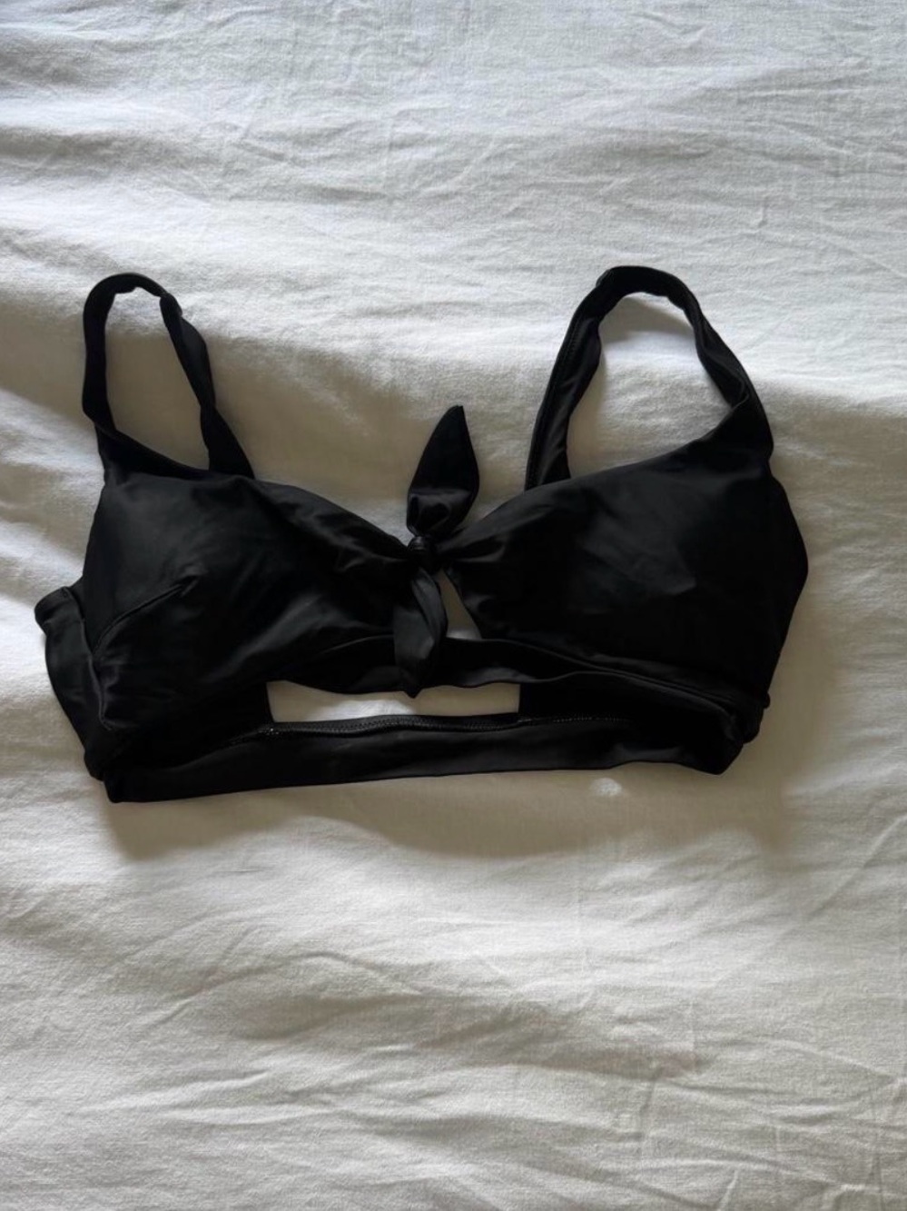 aerie Black Tie-Front Bikini Top